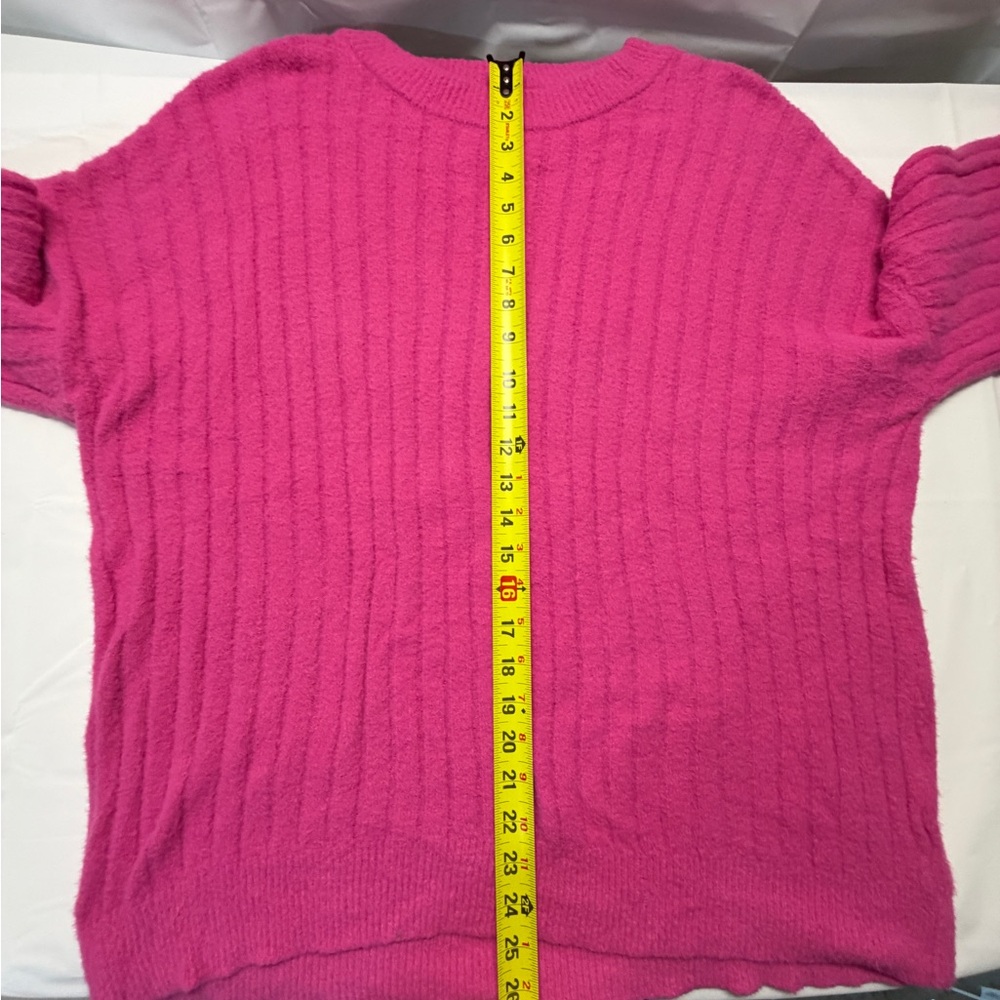aerie Ribbed Crewneck Sweater in Bright‎ Pink Very Oversized - Picture 7 of 8